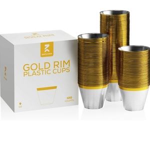 North Kings Gold Rim plastic cups 9 oz.- 120 count